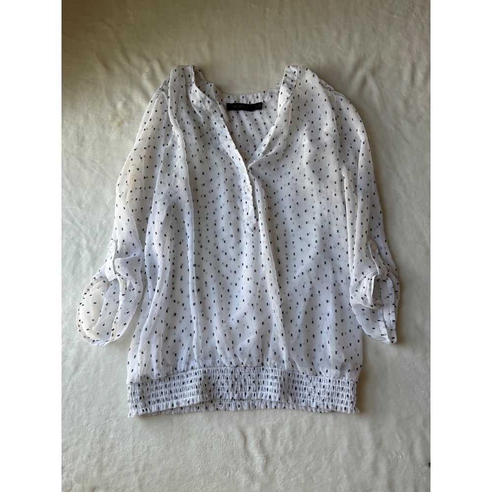 The Limited Woman White Sheer Polka Dot‎ Top Size XL